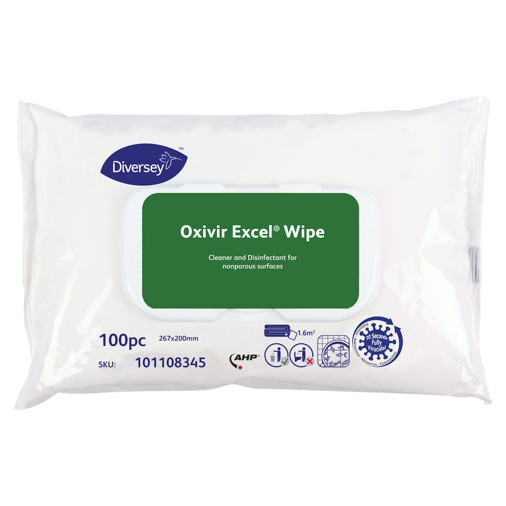 Oxivir Excel Wipe 12x100st - Reinigings- en desinfectiedoekjes voor niet-poreuze harde oppervlakken